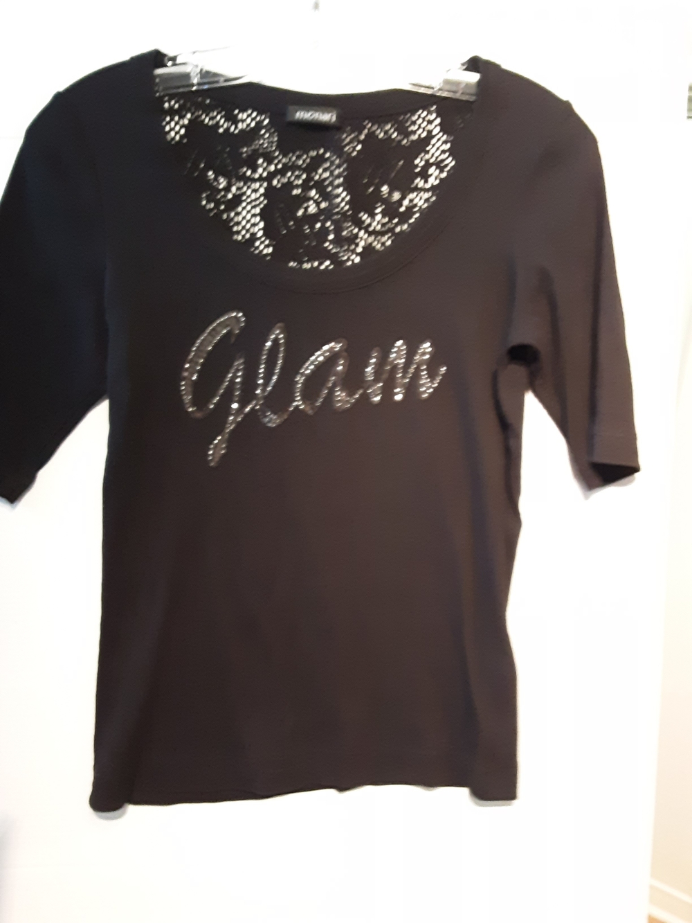 Black Glam Lace-Back Short Sleeve Women's Tee